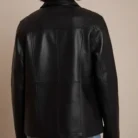 Black Faux Leather Oversized Jacket back