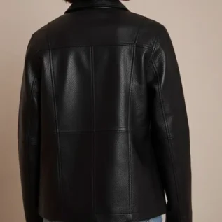 Black Faux Leather Oversized Jacket back