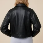 Black Oversized PU Leather Jacket back