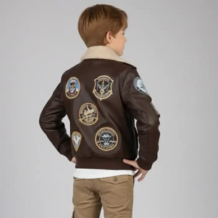 Boeing Kids' Brown Aviator Jacket back