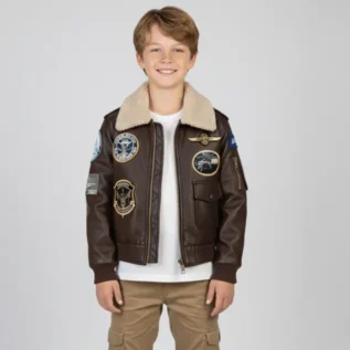 Boeing Kids' Brown Aviator Jacket front