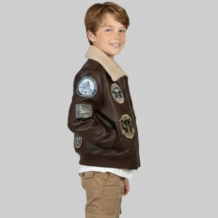 Boeing Kids' Brown Aviator Jacket side