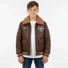Boys’ Embroidered Shearling Jacket front