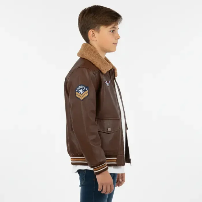 Boys’ Embroidered Shearling Jacket side