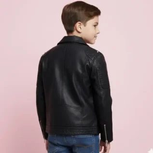 Boys Leather Jackets Studded Fashion Girls Motorcycle boy Jacket back