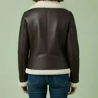 Celia Shearling Biker Leather Jacket back
