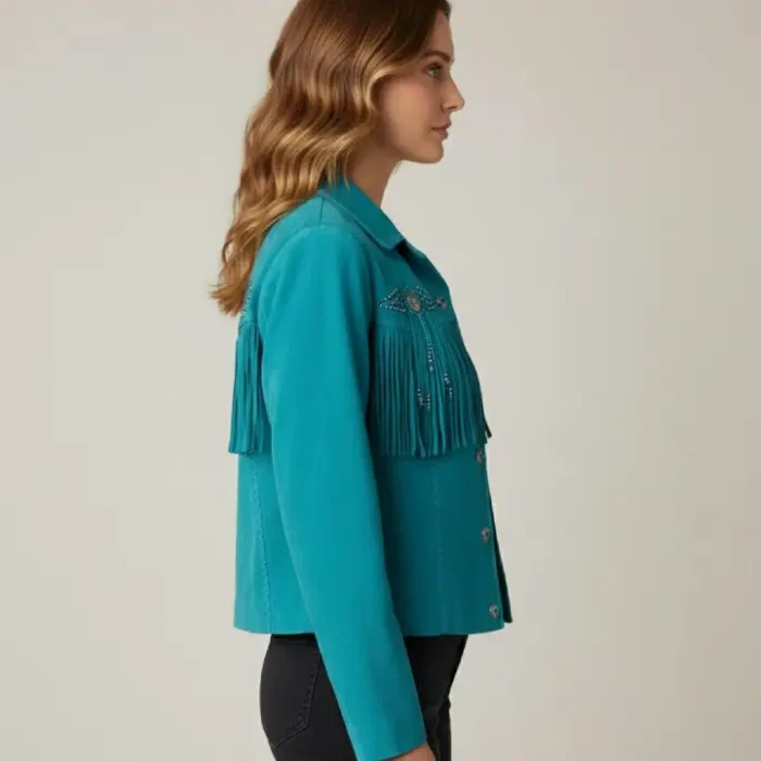 Classyak Women's Western Fringed Suede Leather Jacket side