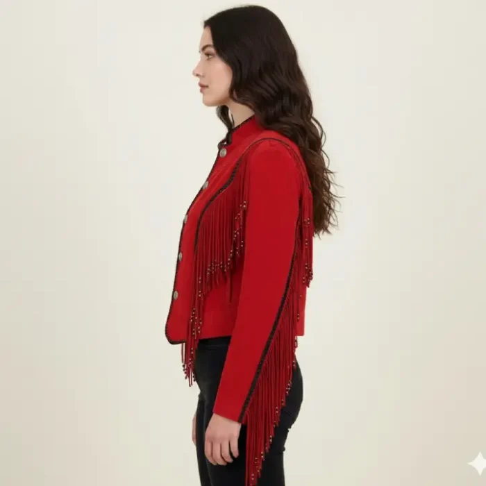 Classyak Women's Western Fringed Top Quality Suede Leather Coat side Classyak Women's Western Fringed Top Quality Suede Leather Coat side