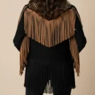 Classyak Women's Western Suede Leather Top Quality Fringed Jacket back