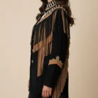 Classyak Women's Western Suede Leather Top Quality Fringed Jacket side