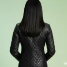 Cora Quilted Black Leather Blazer back