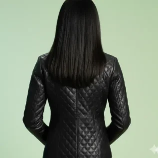 Cora Quilted Black Leather Blazer back