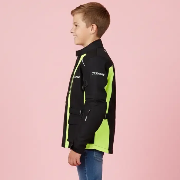 Duchinni Jago Kids Neon Black Waterproof Motorcycle Jacket side