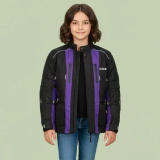 Duchinni Jago Kids Purple Black Waterproof Motorcycle Jacket front