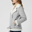 Women’s Grey Suede Shearling Jacket side