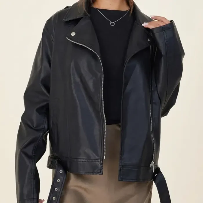Faux Leather PU Oversized Jacket front