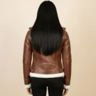 Fiona Brown Hooded Shearling Leather Jacket back