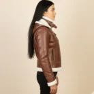 Fiona Brown Hooded Shearling Leather Jacket side