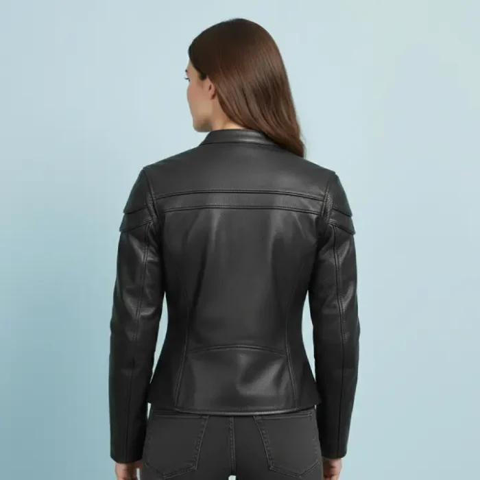 Maiden - Women's Motorcycle Leather Jacket back