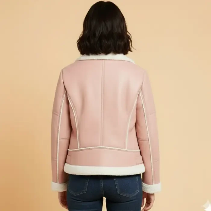 WOMEN’S ROSE BLOSSOM SHEARLING LEATHER JACKECT back