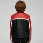 Handmade Kids Genuine Leather Biker Jacket Red & Black Racing Style back