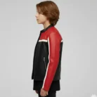 Handmade Kids Genuine Leather Biker Jacket Red & Black Racing Style side