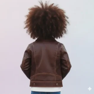 Handmade Kids Real Leather Biker Jacket back