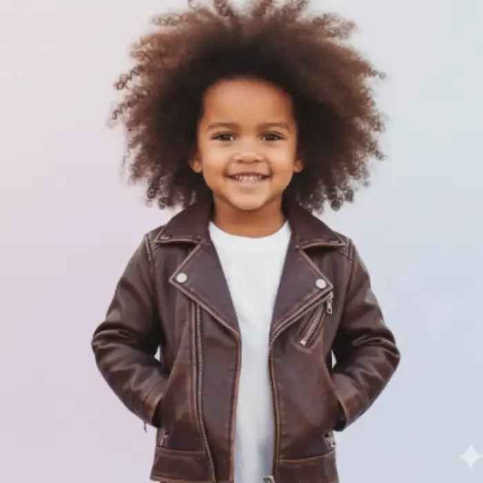 Handmade Kids Real Leather Biker Jacket front