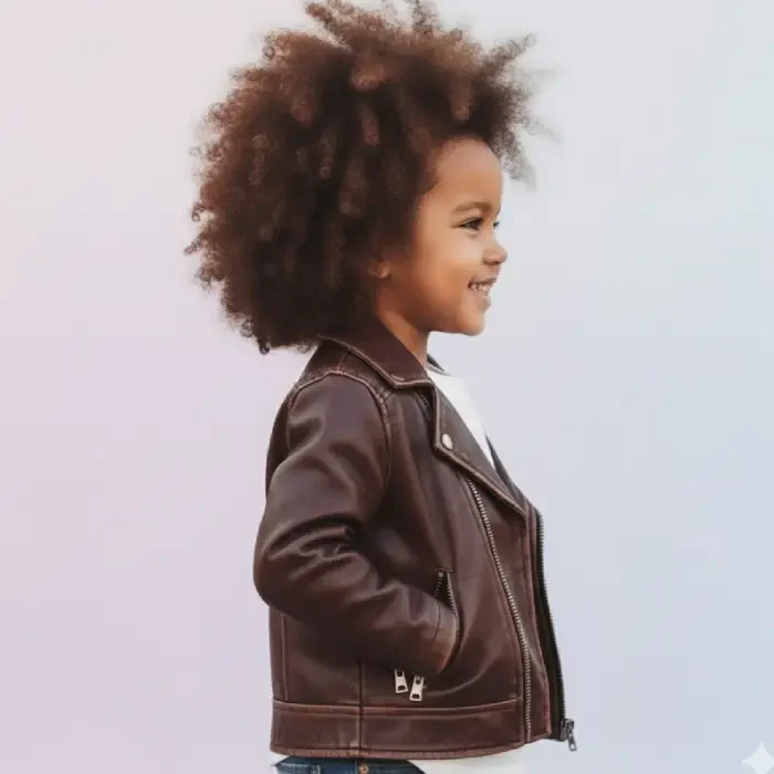 Handmade Kids Real Leather Biker Jacket side