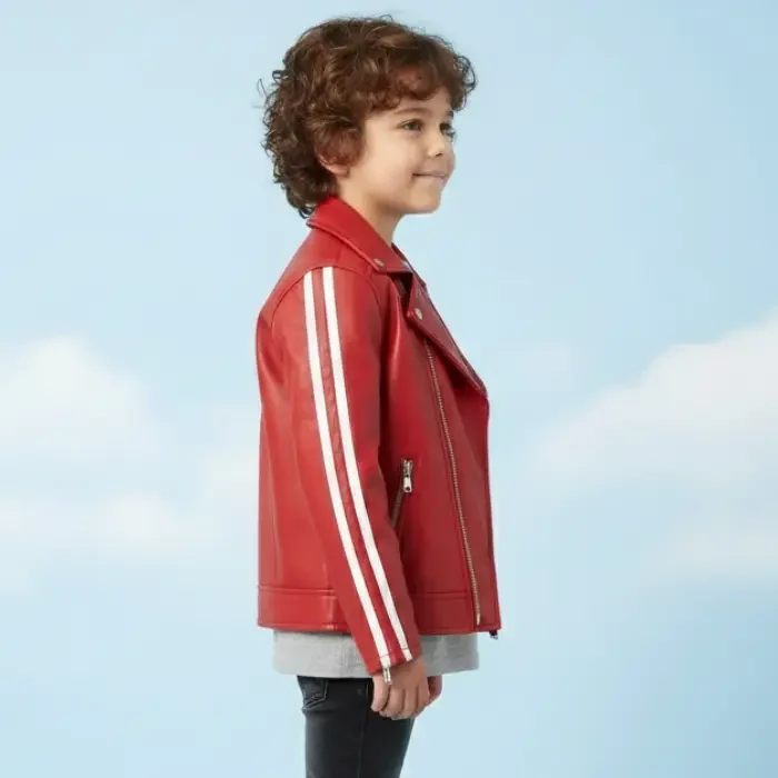 Handmade Kids Real Leather Biker Jacket side