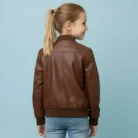 Handmade Lamb Leather Baby Bomber Jacket Classic Biker Style back