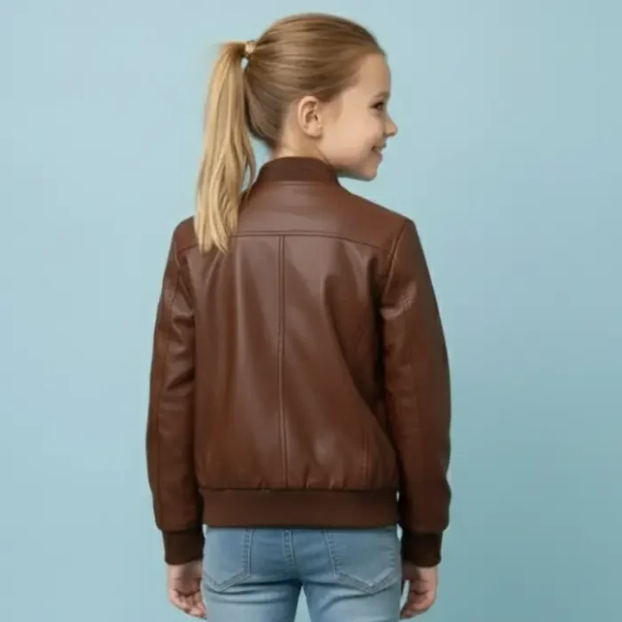 Handmade Lamb Leather Baby Bomber Jacket Classic Biker Style back