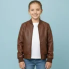 Handmade Lamb Leather Baby Bomber Jacket Classic Biker Style front