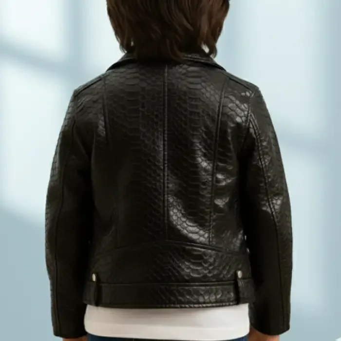 Handmade Python Leather Biker Jacket Luxury Girls Outerwear back