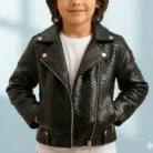 Handmade Python Leather Biker Jacket Luxury Girls Outerwear front