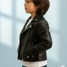 Handmade Python Leather Biker Jacket Luxury Girls Outerwear side