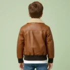 Handmade Real Leather Bomber Jacket Boys Classic Aviator Style back