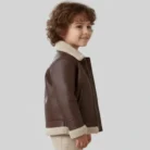 Handmade Toddler Brown Shearling Aviator Jacket side