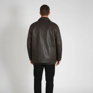 Handmade Vintage Brown Leather Bomber Jacket back