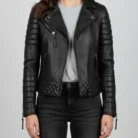 Kay Michaels Biker Protection Leather Jacket (Woman) front