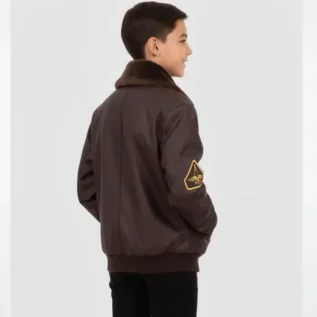 Kids Aviator Flight Jacket Brown back