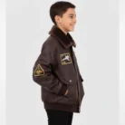 Kids Aviator Flight Jacket Brown side