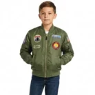 Kids Aviator Jacket for Authentic Top Gun Halloween costume Ck measurements front