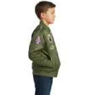 Kids Aviator Jacket for Authentic Top Gun Halloween costume Ck measurements side