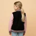 Kids Black Pink Varsity Bomber Jacket back