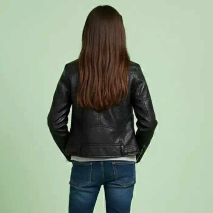 Tumaron Kids Girl Spring Pu Leather Jacket Motorcycle Fleece Coat For Boy Winter Clothes back