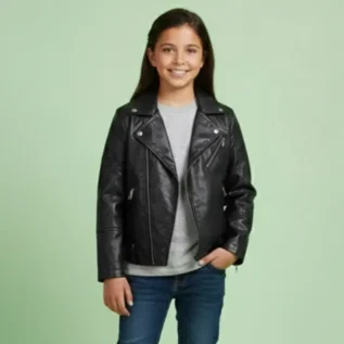 Tumaron Kids Girl Spring Pu Leather Jacket Motorcycle Fleece Coat For Boy Winter Clothes front