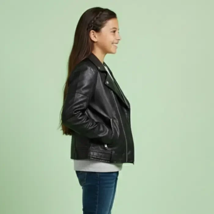 Tumaron Kids Girl Spring Pu Leather Jacket Motorcycle Fleece Coat For Boy Winter Clothes side