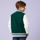 Kids Green White Varsity Bomber Jacket back