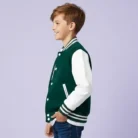 Kids Green White Varsity Bomber Jacket side